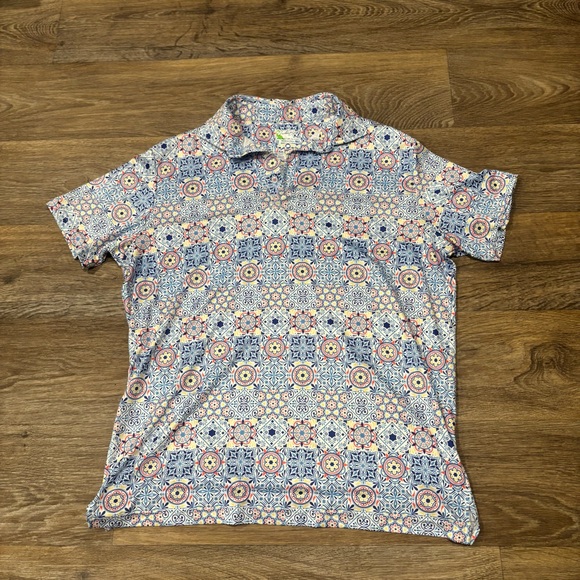 TailorByrd Medallion Print Performance Polo Shirt Medium Stretch Dress Casual - Picture 1 of 5
